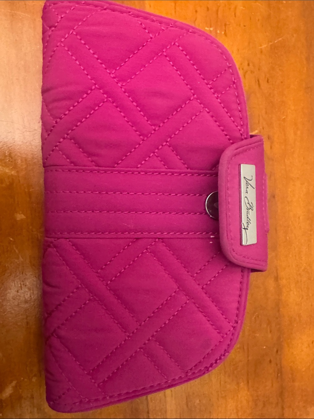 Vera Bradley Magenta Quilted Wallet with Patterned Trim